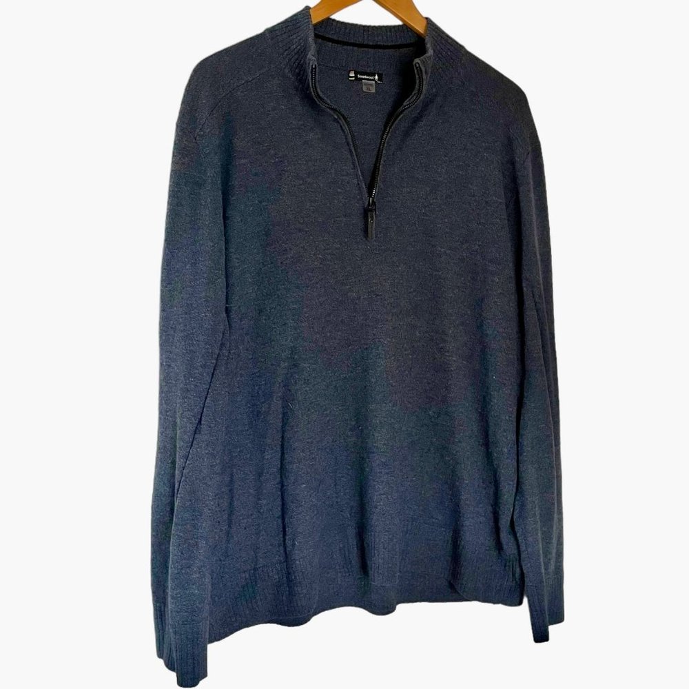 Smartwool Sparwood Half Zip Pullover Sweater XL Mens Blue Merino Wool Blend